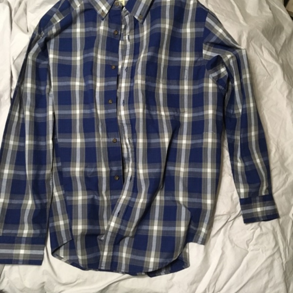 Men's long plaid sleeve shirt- Haggar Clothing